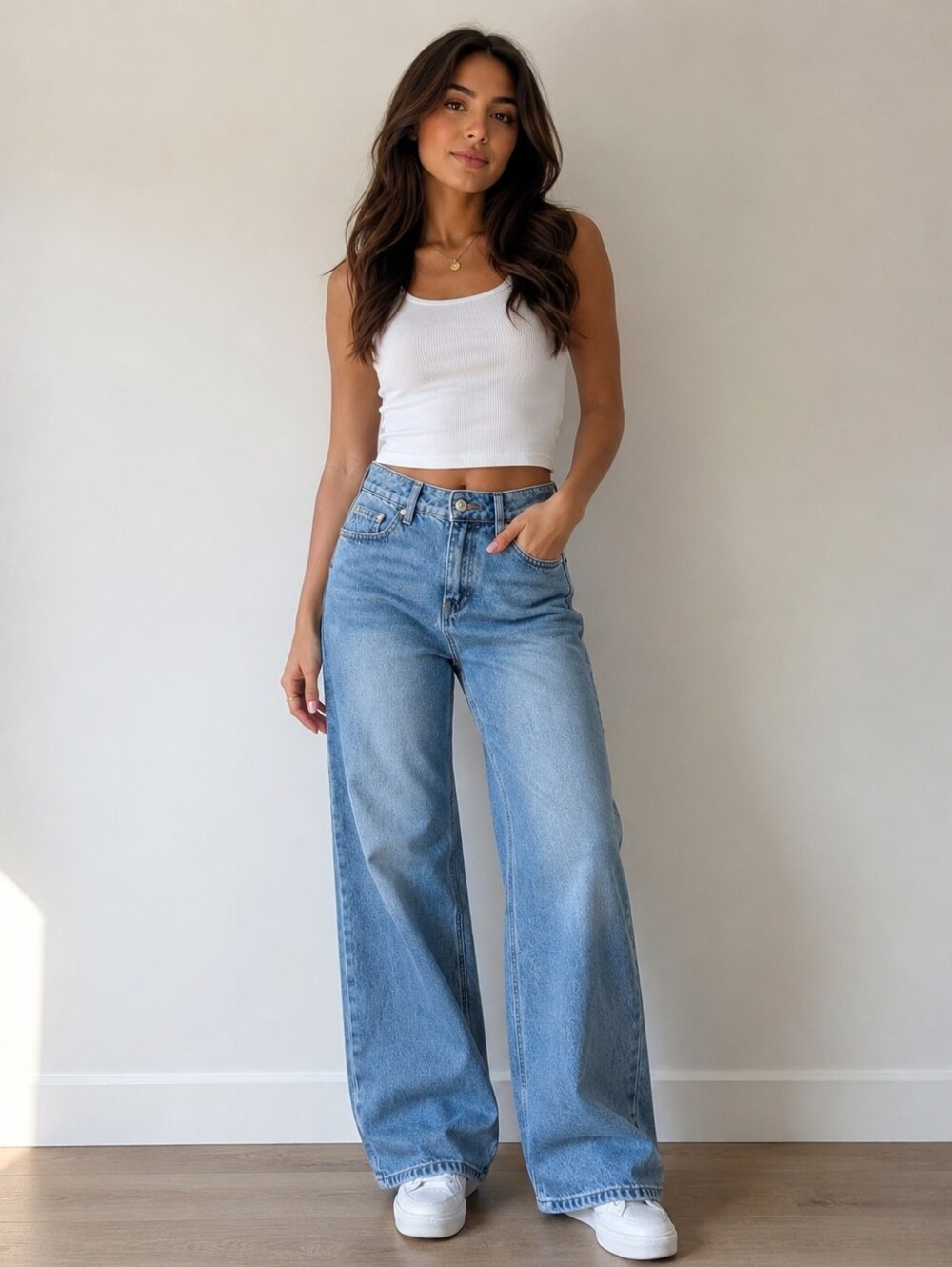 Edikted Light Blue Wide Leg High-Rise Jeans